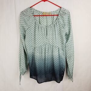 New Princess Vera Wang green ombre baby doll long sleeve Y2K blouse Size small